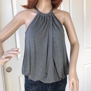 Trina Turk dark heather grey blouson top